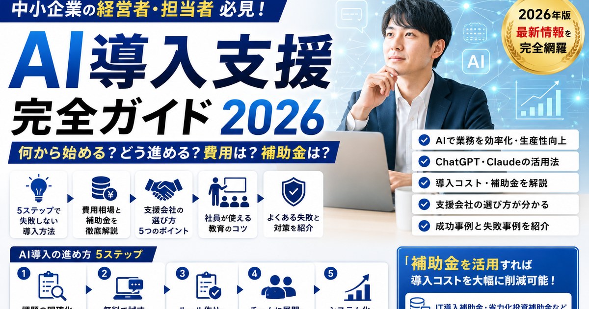 中小企業のAI導入支援完全ガイド2026 記事のアイキャッチ画像