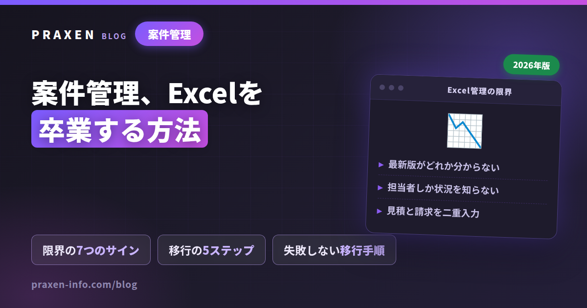 案件管理をExcelから卒業する方法 記事のアイキャッチ画像