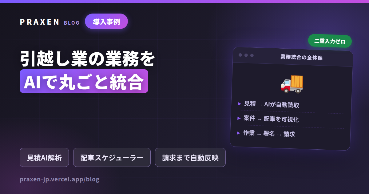 引越し業の業務をAIで統合した導入事例 記事のアイキャッチ画像