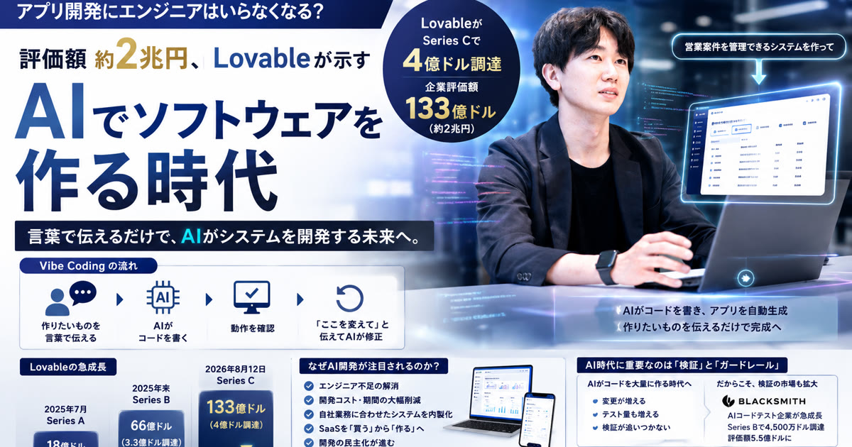 評価額約2兆円、AIでソフトウェアを作る時代 記事のアイキャッチ画像