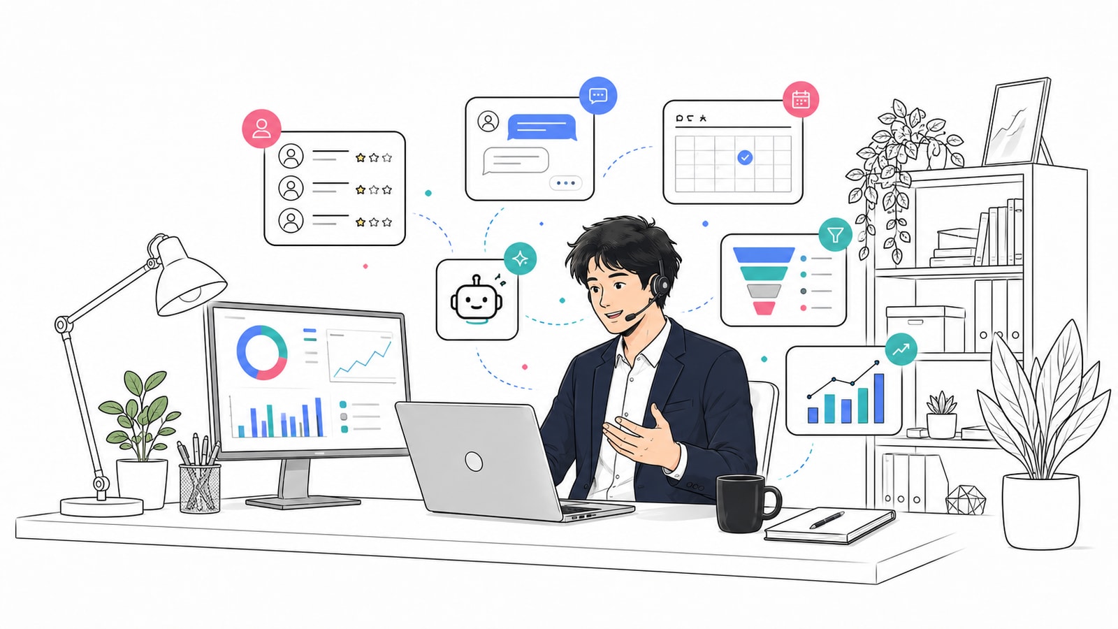 導入後の数値を分析しているイメージ