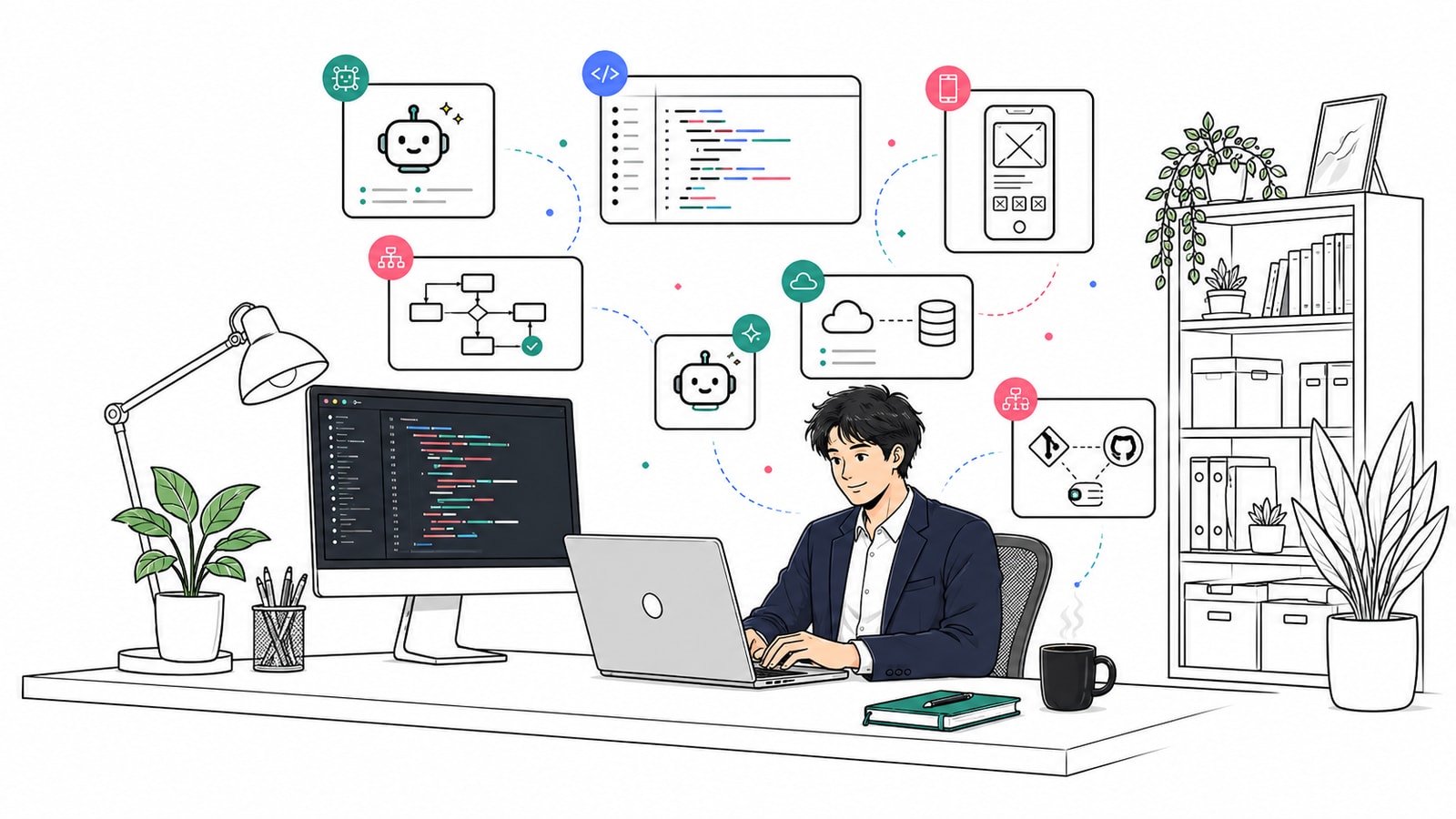 業務システムを設計・開発しているイメージ